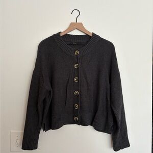 Quince Dark Gray Button-Up Cardigan